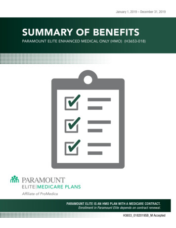 SUMMARY OF BENEFITS - Paramount Health Care