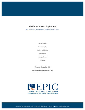 California's Solar Rights Act - University Of San Diego