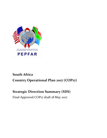 South Africa Country Operational Plan 2017 (COP17) Strategic Direction .