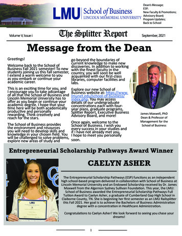 Volume V, Issue I Message From The Dean - Lincoln Memorial University