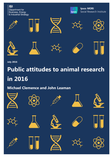 Public Attitudes To Animal Research In 2016 Report - Ipsos