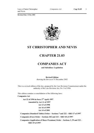 St Christopher And Nevis Chapter 21.03 Companies Act