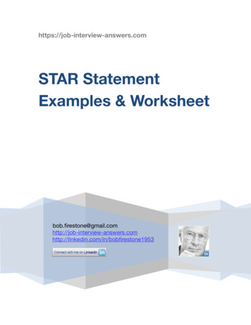 Star Statement Examples PDF - Job Interview Answers