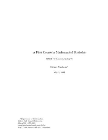 A First Course In Mathematical Statistics - Cornell University