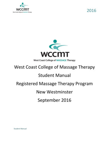 West Coast College Of Massage Therapy Student Manual Registered Massage .