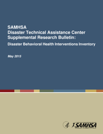 Supplemental Research Bulletin - SAMHSA