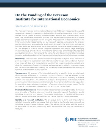 On The Funding Of The Peterson Institute For International Economics - PIIE