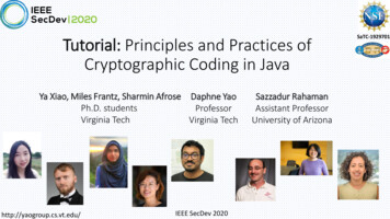 Tutorial: Principles And Practices Of SaTC-1929701 Cryptographic Coding .