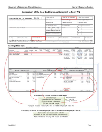 2021 Comparison Of The Year-End Earnings Statement To Form W-2