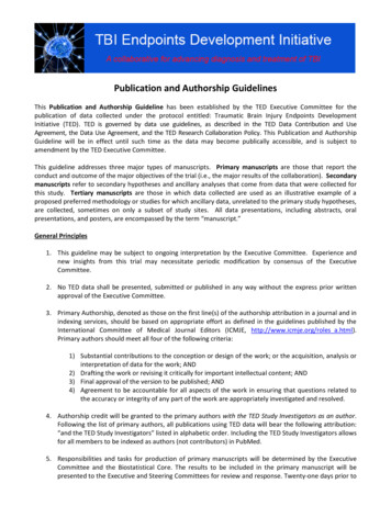 Publication And Authorship Guidelines