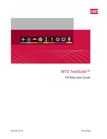 MTS TestSuite TW Elite User Guide - Lab Facilities And Training