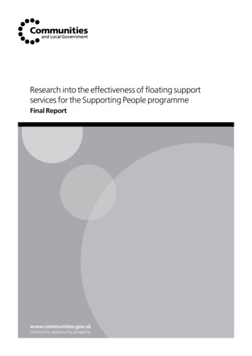 Research Into The Effectiveness Of Floating Support Services For The .