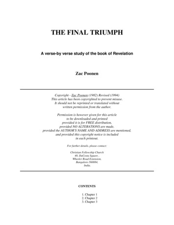 THE FINAL TRIUMPH - Cfcindia 