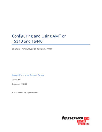 Onfiguring And Using AMT On TS140 And TS440 - Lenovo