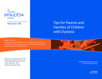 Tips For Parents And Families Of Children With Dyslexia