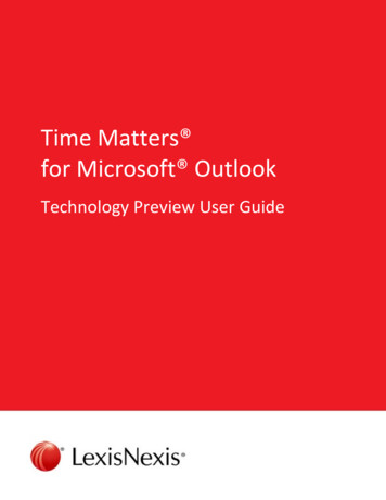 Time Matters For Microsoft Outlook User Guide - LexisNexis