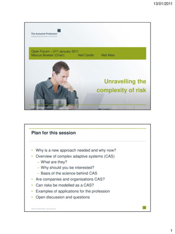 Unravelling The Complexity Of Risk - Institute And Faculty Of Actuaries
