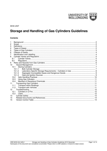 Storage And Handling Of Gas Cylinders Guidelines - UOW