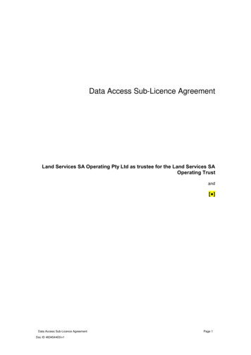 Data Access Sub-Licence Agreement - Land Services SA
