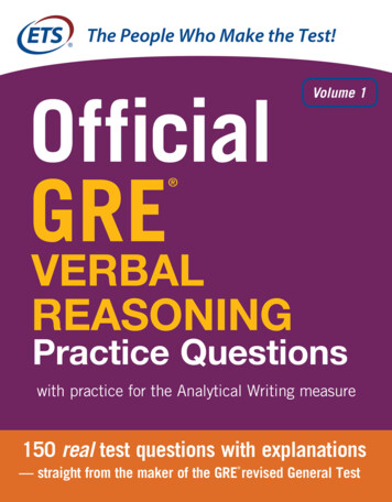 Official GRE Verbal Reasoning Practice Questions: With Practice For .