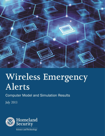 Wireless Emergency Alerts Computer Model And Simulation Results - Dhs.gov