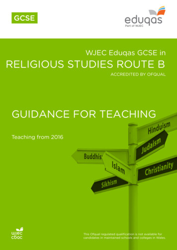 WJEC Eduqas GCSE In RELIGIOUS STUDIES ROUTE B - Rcdow .uk