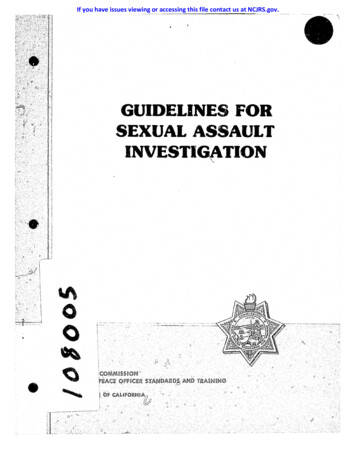 Guidelines For Sexual Assault Investigation