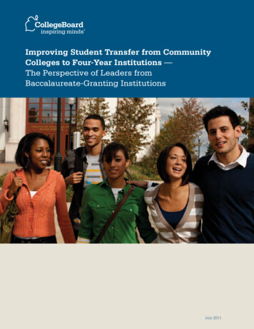 Improving Student Transfer From Community Colleges To Four-Year .