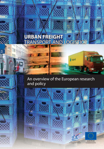 Urban Freight Transport And Logistics - TRIMIS