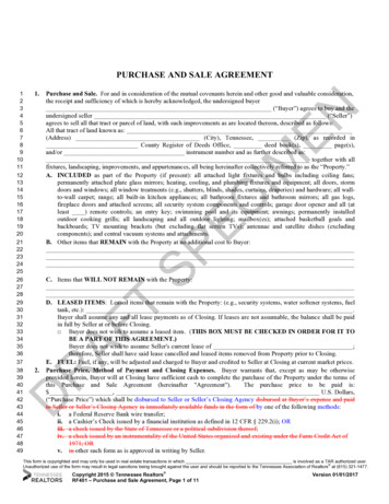 Purchase And Sale Agreement - Tn Realtors 
