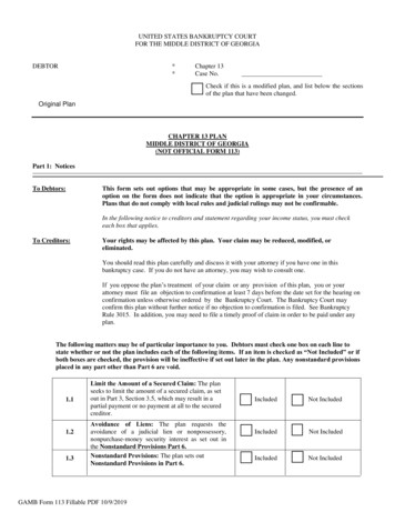 CHAPTER 13 PLAN MIDDLE DISTRICT OF GEORGIA (NOT OFFICIAL FORM 113) Part .