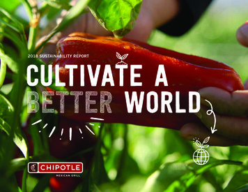 2018 SUSTAINABILITY REPORT CULTIVATE A BETTER WORLD - Chipotle 2018