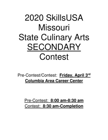 2020 SkillsUSA Missouri State Culinary Arts SECONDARY Contest