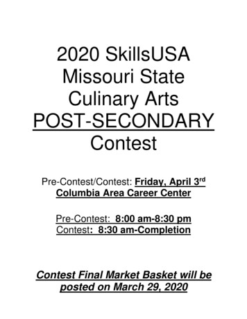 2020 SkillsUSA Missouri State Culinary Arts POST-SECONDARY Contest