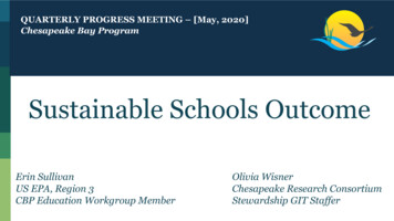 QUARTERLY PROGRESS MEETING - [May, 2020] Sustainable . - Chesapeake Bay