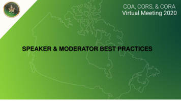 Speaker & Moderator Best Practices - Coa
