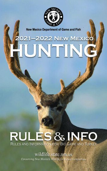 New Mexico Department Of Game And Fish 2021-2022 New Mexico . - NMDGF