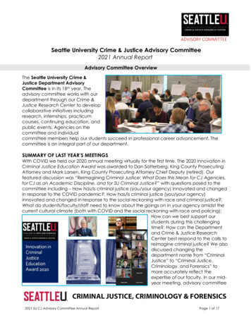 Seattle University Crime & Justice Advisory Committee 2021 Annual Report