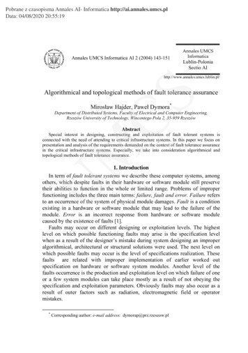 Algorithmical And Topological Methods Of Fault Tolerance Assurance - CORE
