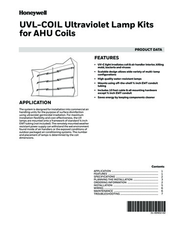 31-00402—02 - UVL-COIL Ultraviolet Lamp Kits For AHU Coils