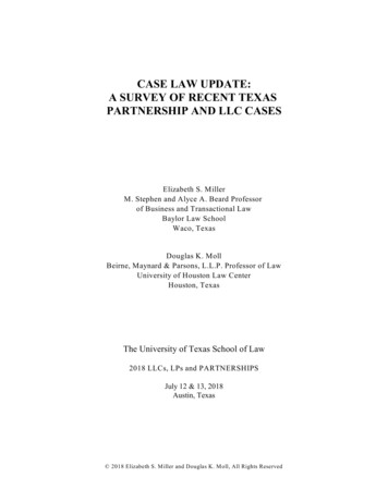 Case Law Update: A Survey Of Recent Texas Partnership And Llc Cases