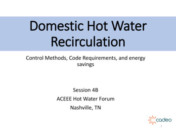 Domestic Hot Water Recirculation - ACEEE