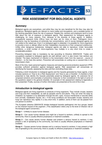 RISK ASSESSMENT FOR BIOLOGICAL AGENTS - Domov