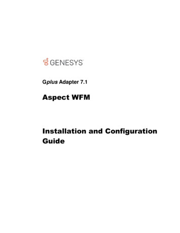 Aspect WFM Installation And Configuration Guide