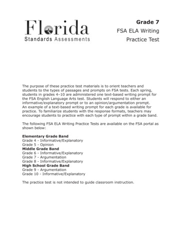 FSA ELA Writing Practice Test - Excelsiorlanguageacademy 