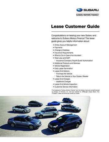 Subaru Motors Finance - Lease Customer Guide