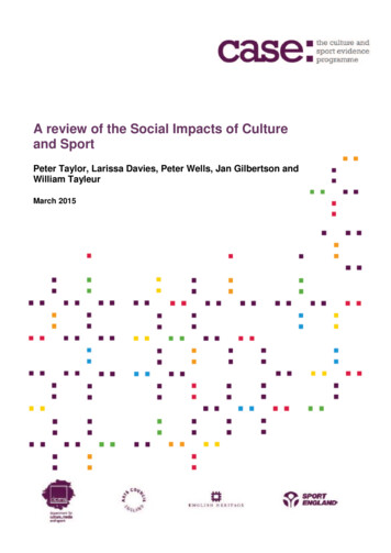 A Review Of The Social Impacts Of Culture And Sport - GOV.UK