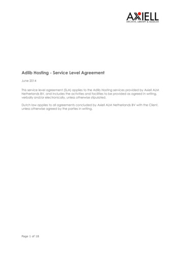Adlib Hosting - Service Level Agreement