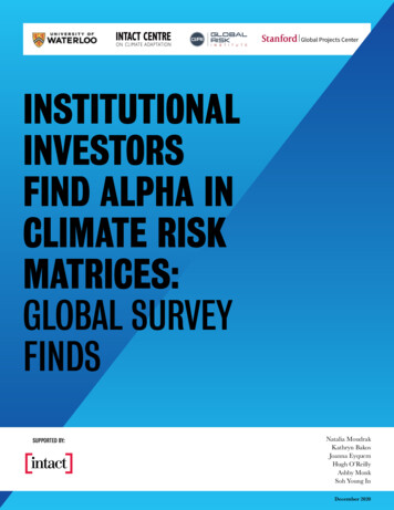 Institutional Investors Find Alpha In Climate Risk Matrices . - Icca