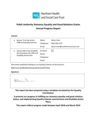 Public Authority Statutory Equality And Good Relations Duties Annual .